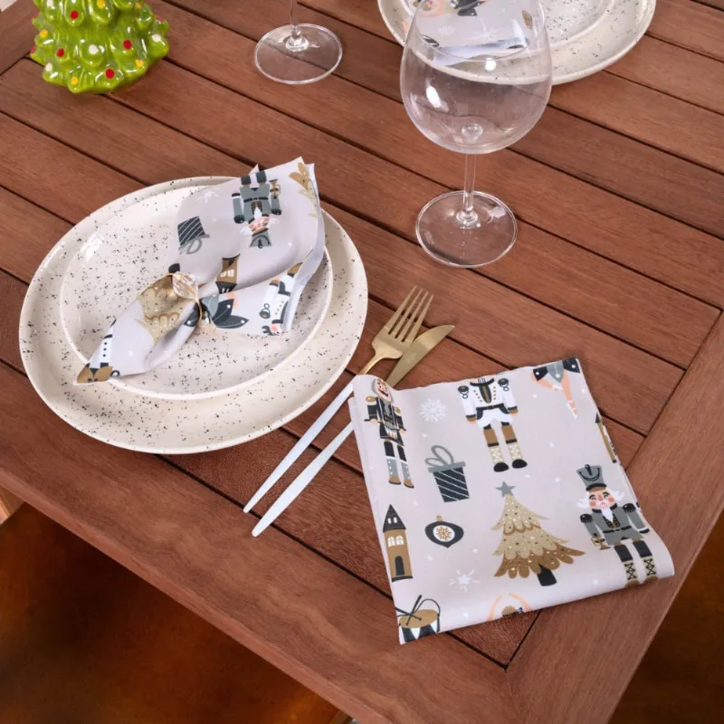 Kit 4 Guardanapos 35cm x 35cm Estampa Digital Tecido Oxford Natal Decoração - Estampa 4