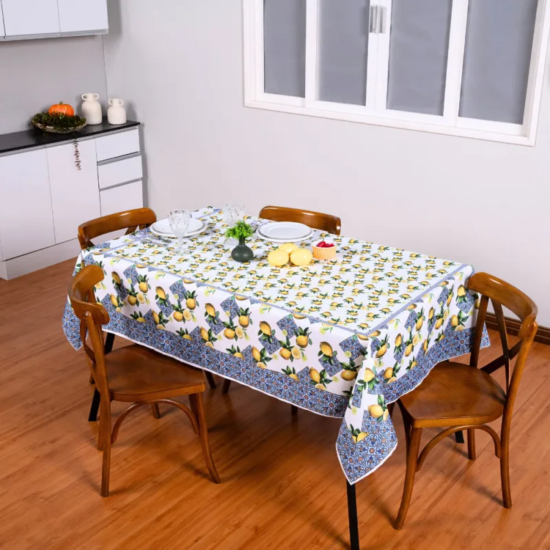 Toalha de Mesa Estampada Allegra 4 Lugares 100% Poliéster Limão - Home Fernandes