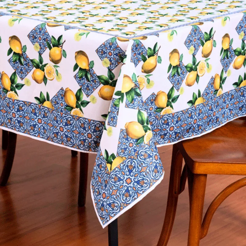 Toalha de Mesa Estampada Allegra 8 Lugares 100% Pol. Limão - Home Fernandes - Cama, Mesa E Banho