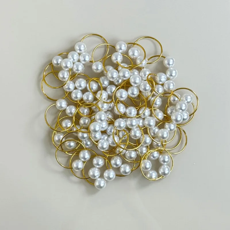 Kit 50 Anéis Para Guardanapos 4cm x 3cm Pérola Duplo Grande Mesa Posta - Dourado