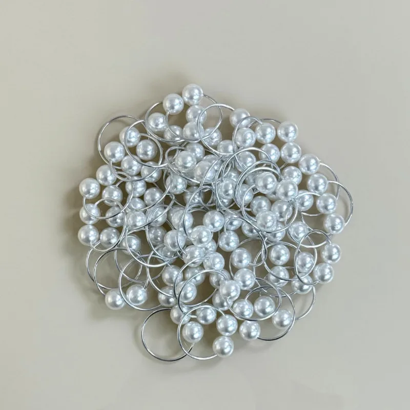 Kit 50 Anéis Para Guardanapos 4cm x 3cm Pérola Duplo Grande Mesa Posta - Prata