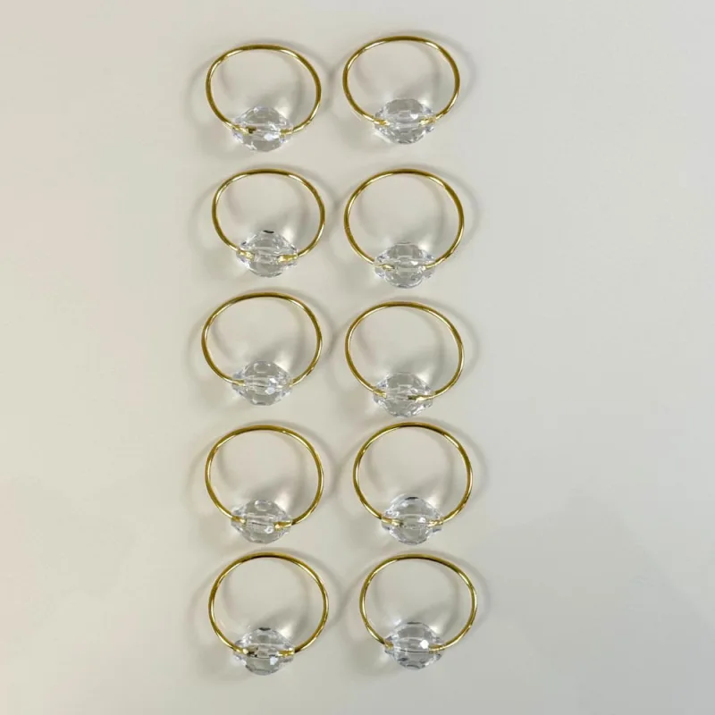 Kit 10 Anéis Para Guardanapos 4cm x 3cm Cristalino Argola Metal  Mesa Posta - Dourado - Clara luz decora - Música E Shows