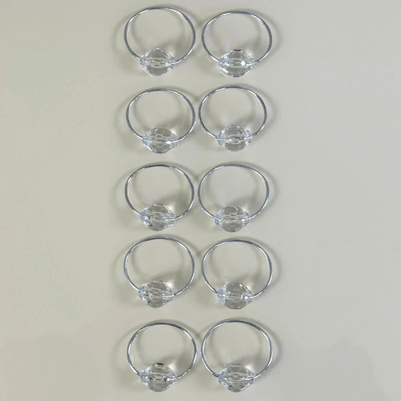 Kit 10 Anéis Para Guardanapos 4cm x 3cm Cristalino Duplo Argola Metal Mesa Posta - Prata