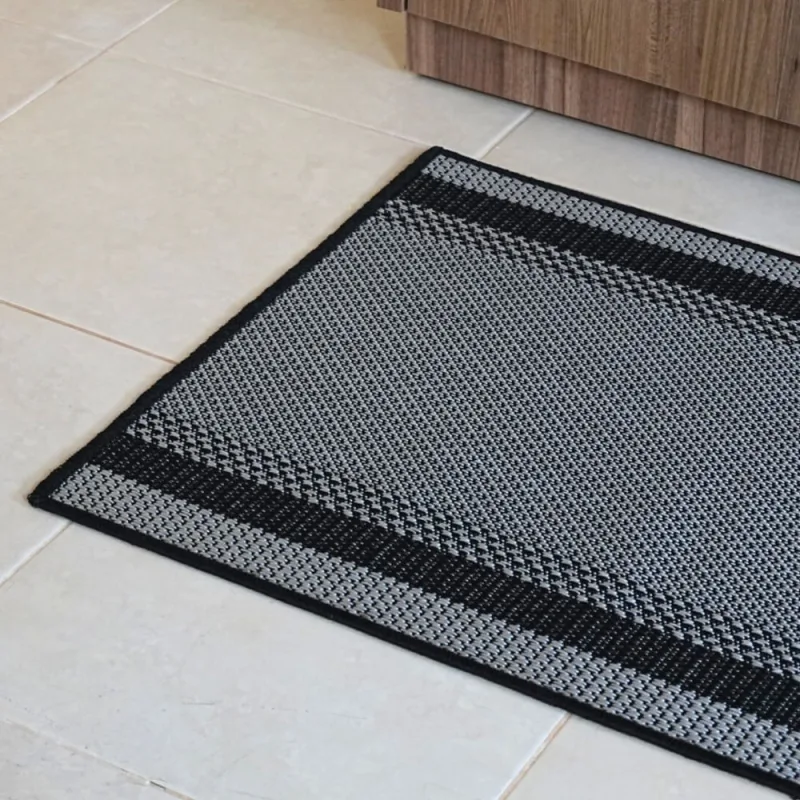 Tapete Passadeira Sisal Lancer 4,00m x 66cm PS33 Preto e Cinza - Home Fernandes