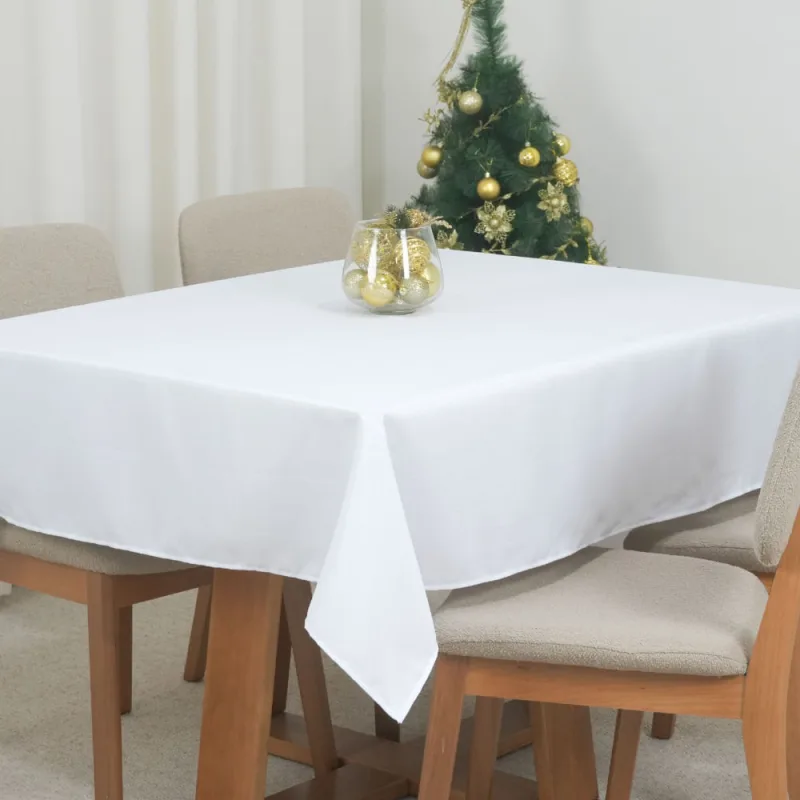 Toalha de Mesa 6 Lugares Oxford Maquinetado Natal Branco - Home Fernandes