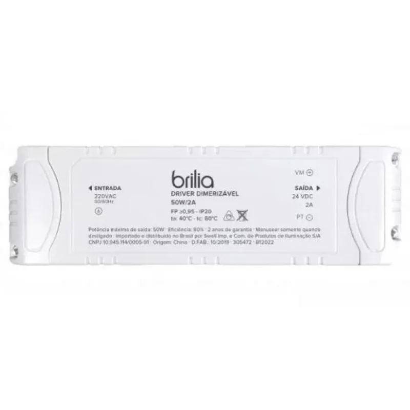 Driver Dimerizável 220v 24v 50w 2a Ip20 305472 Brilia