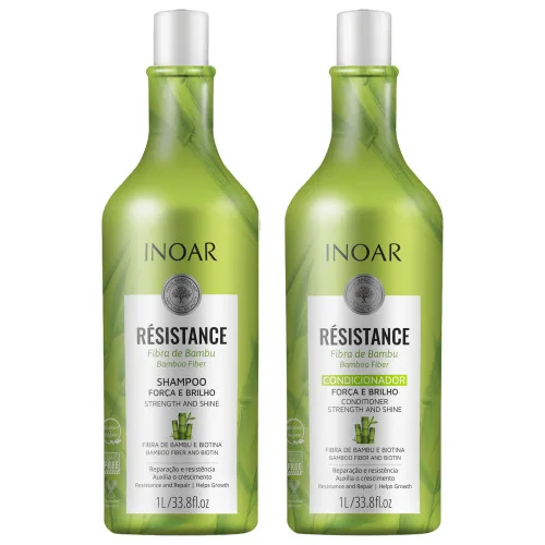 KIT SHAMPOO E CONDICIONADOR INOAR FIBRA BAMBU 1 LITRO - INOAR