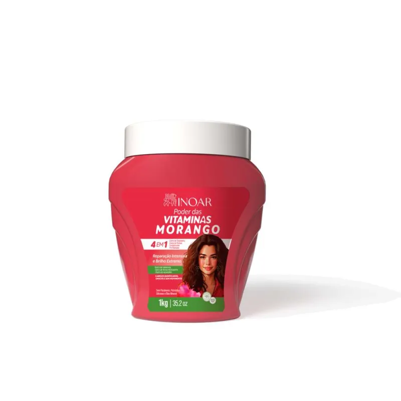 Creme de Tratamento Inoar Morango 1kg - INOAR - Higiene E Beleza