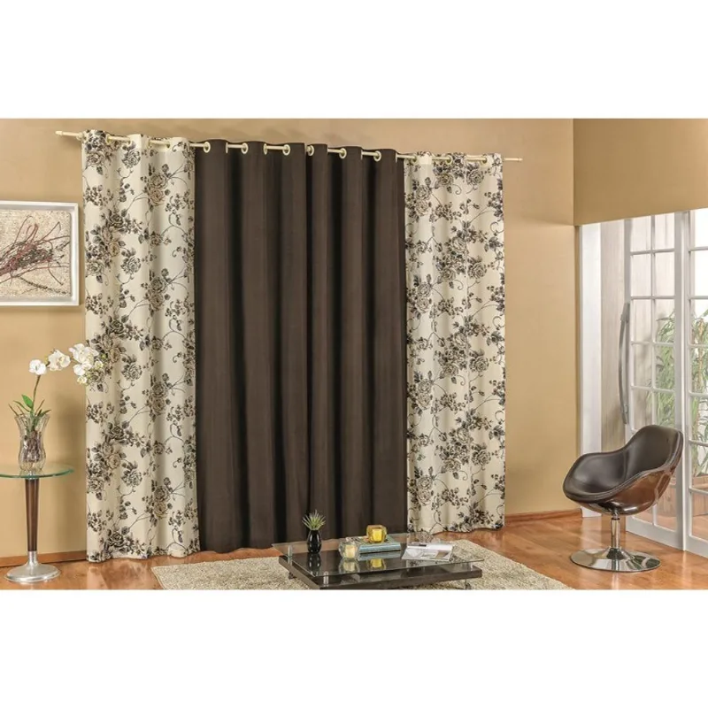 Cortina Floratta Quarto Ou Sala 2.00 X 1.70 Tabaco