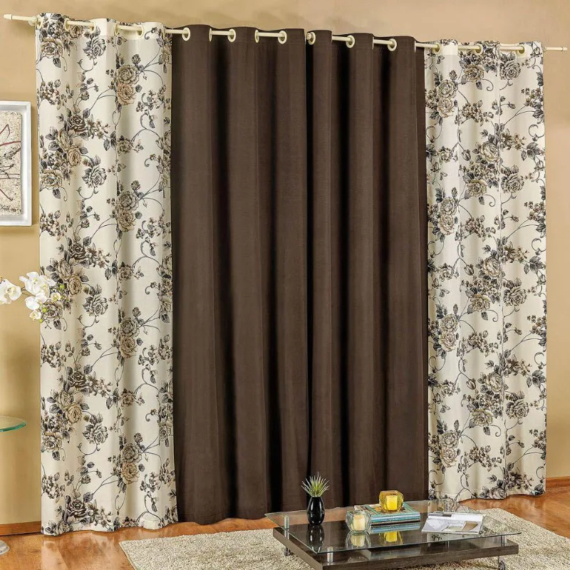 Cortina Para Varão Floratta Floral 3,00 X 2,50M Alt. Tabaco