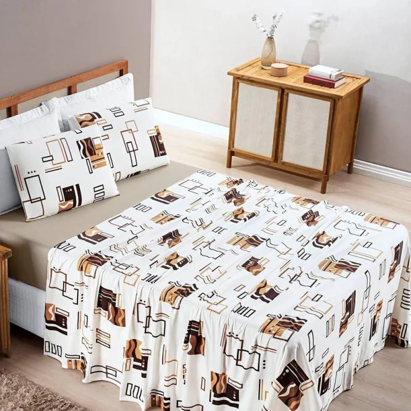Jogo De Lençol King Quality Malha 100% Algodão Estampado 4 Peças - Avela - Bia Enxovais - Cama, Mesa E Banho