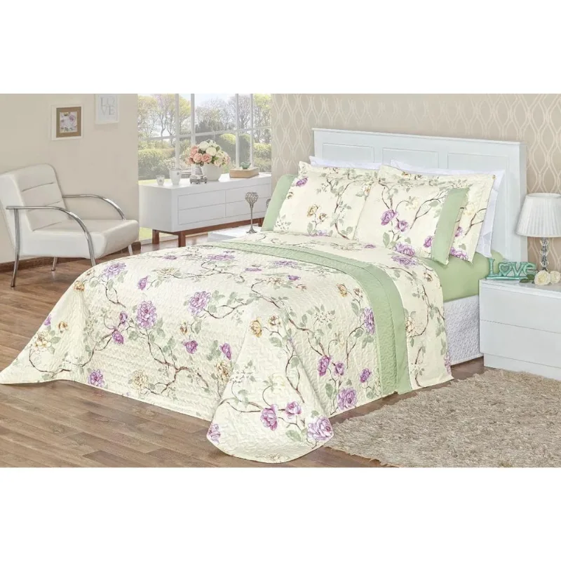 Cobre leito Naturale Queen 3 pçs Verde