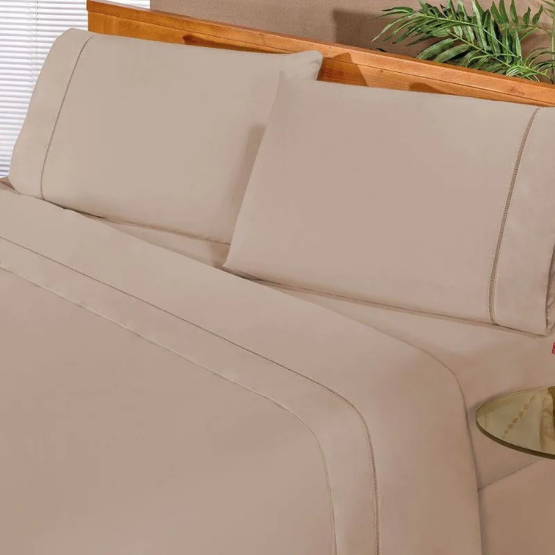 Jogo De Cama King Elegance 180 Fios 04 Peças - Cáqui