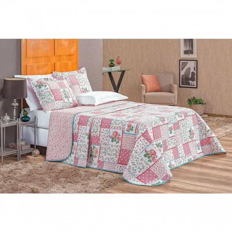 Colcha Estampada Dupla Face Bouti Casal 03 Peças - Lidian