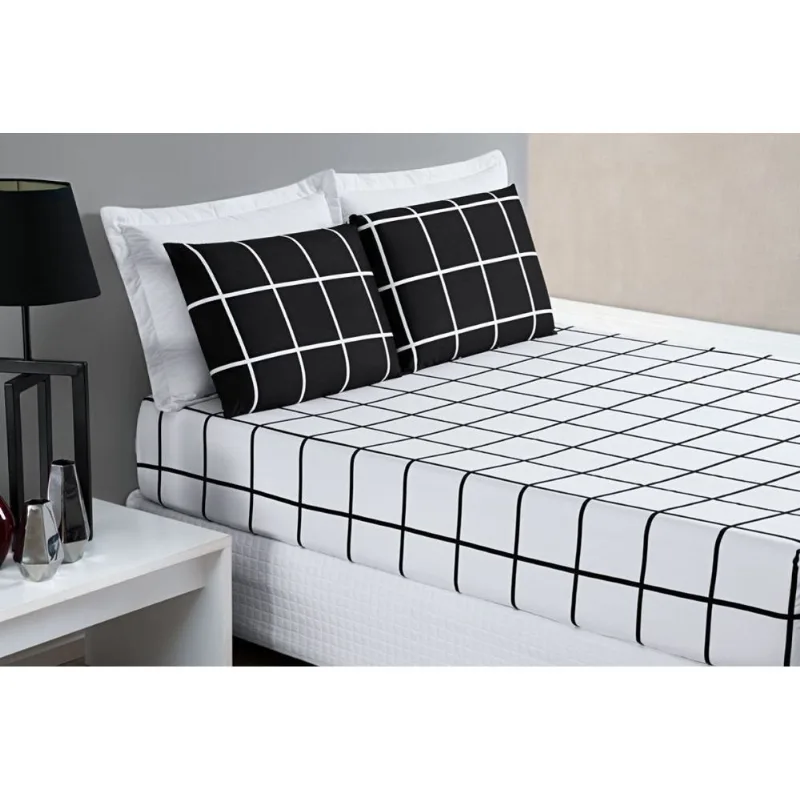 Jogo De Cama Lençol 200 Fios Austin King 03 Peças - Preto