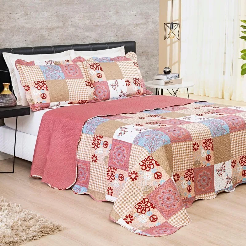 Colcha Estampada Dupla Face Bouti King 03 Peças - Petra