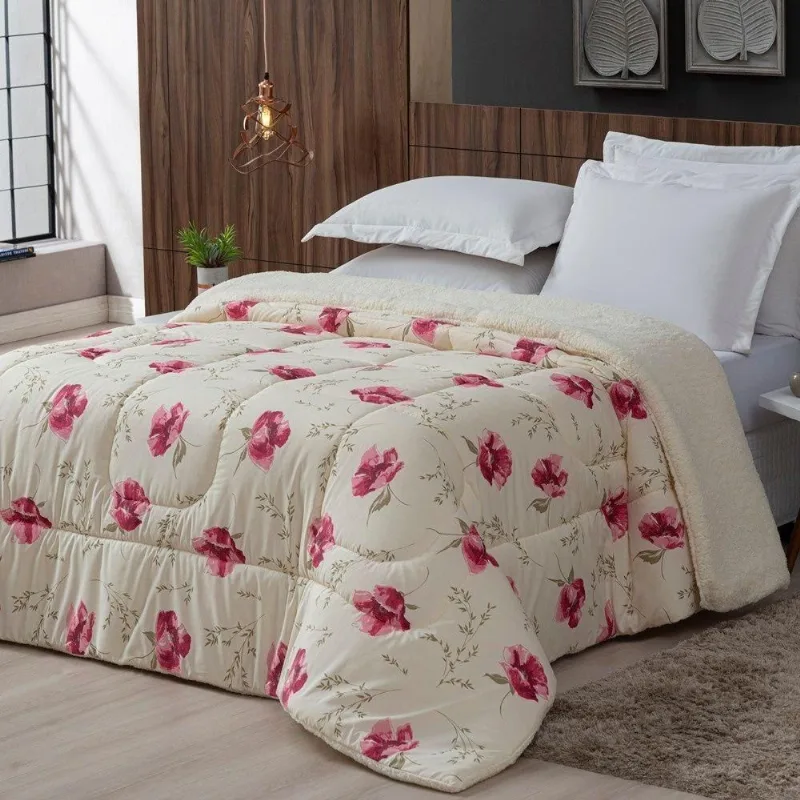Coberdrom Sherpa-percal 180 Fios Estampado King Gran Moratta 01 Peça - Floral Rose