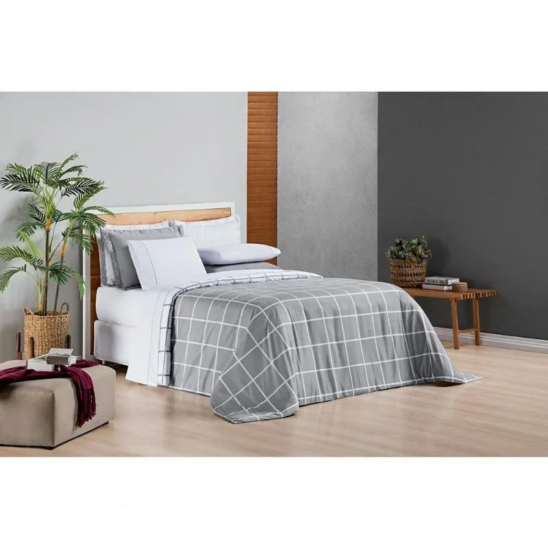 Duvet Capa Para Edredom 200 Fios Austin Queen 01 Peça - Cinza