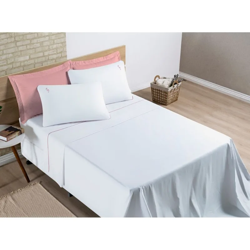 Jogo de Cama Lençol Percal 200 Fios 100% Algodão Liana Queen 04 Peças - Branco