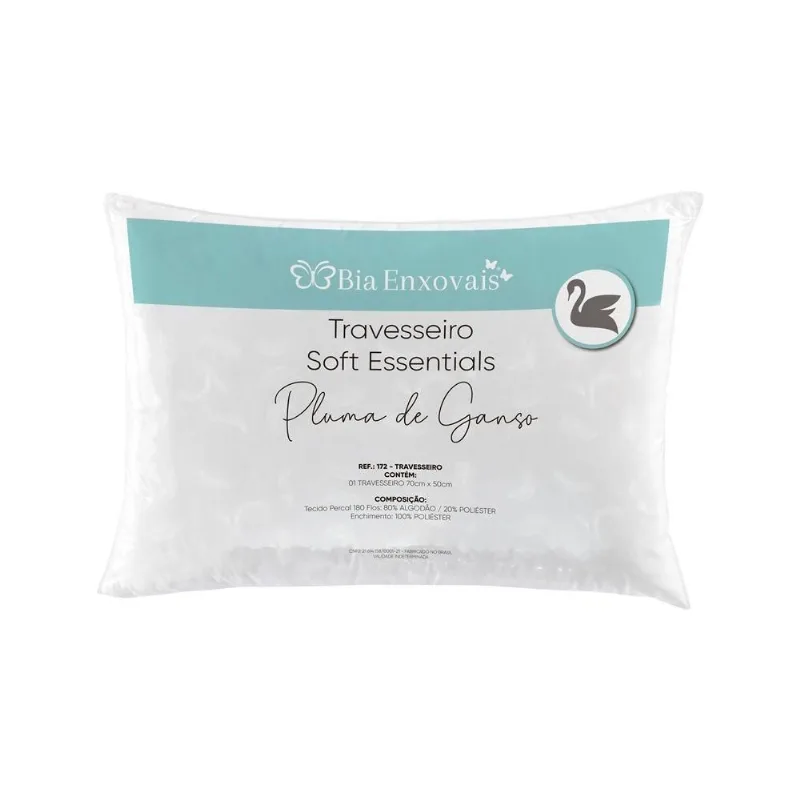 Kit 02 Travesseiros Pluma De Ganso Sintética Soft Essentials - Branco.