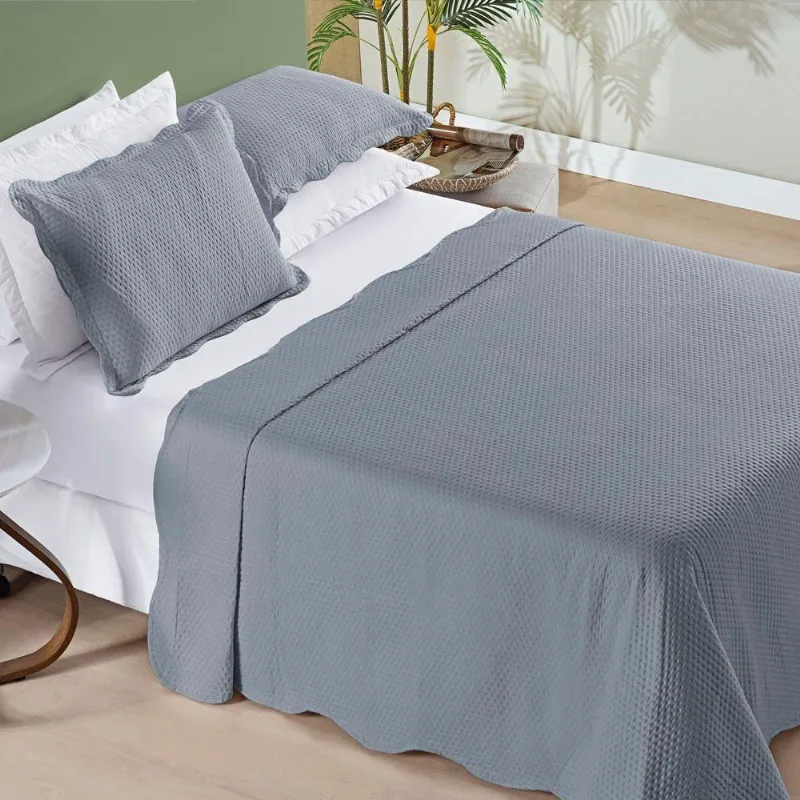 Colcha Bouti Ally Queen 03 Peças - Cinza