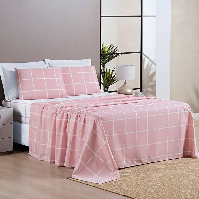 Jogo de Cama Austin Casal Padrão 04 Peças - Rosa