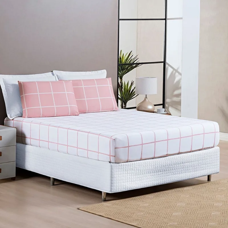 Jogo de Cama Austin Casal Padrão 03 Peças - Rosa