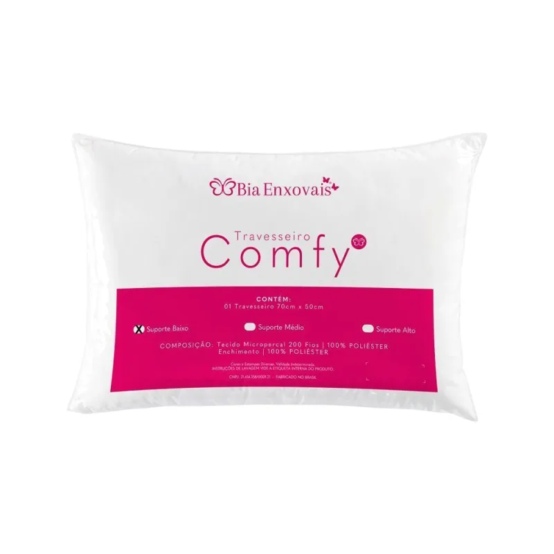 Travesseiro Comfy Suporte Baixo 01 Peça - Branco - Bia Enxovais