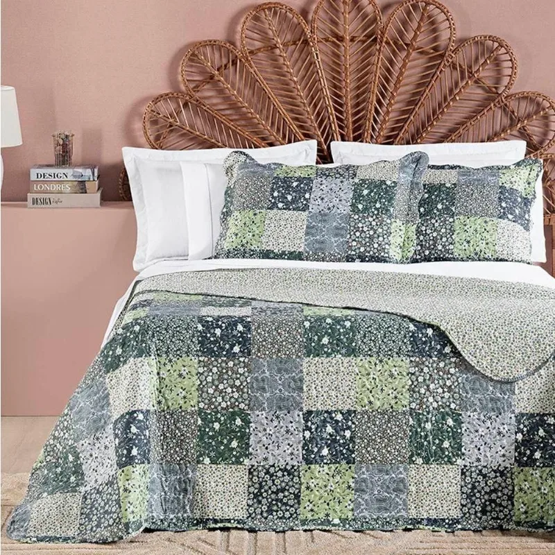 Colcha King Bouti Valley Dupla Face 200 Fios Estampado 3 Peças - Una