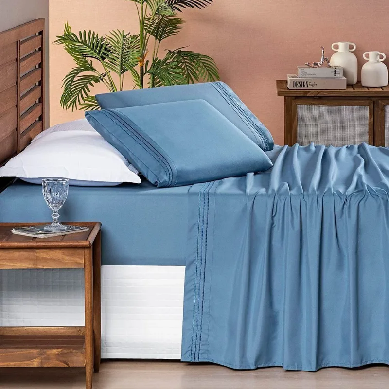 Jogo de Cama Allegra Queen 04 Peças - Ice Blue