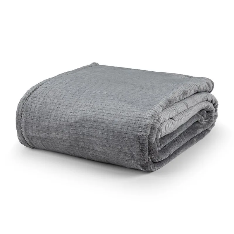 Cobertor Ultrasoft Dublin Queen 01 Peça 100% Poliéster - Cinza Lunar - Bia Enxovais