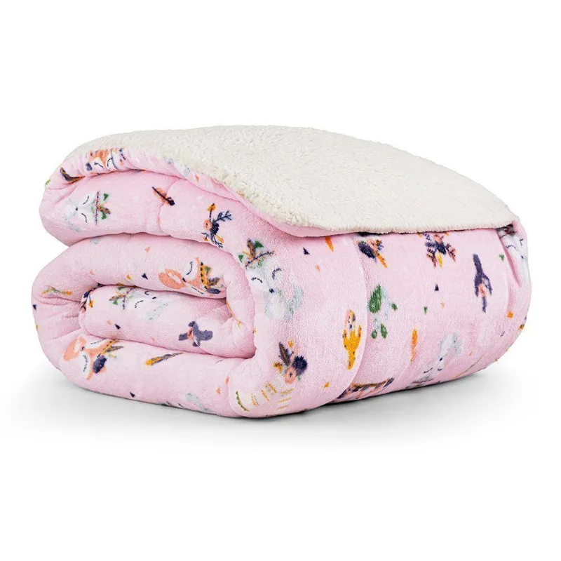 Coberdrom Solteiro Tutti Kids Manta Alta 150 G/m Dupla Face Flannel E Sherpa 01 Peça 100% Poliéster - Foxy