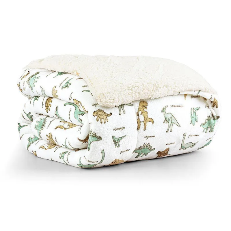 Coberdrom Solteiro Tutti Kids Manta 100g Dupla Face Flannel E Sherpa 01 Peça 100% Poliéster - Dino World