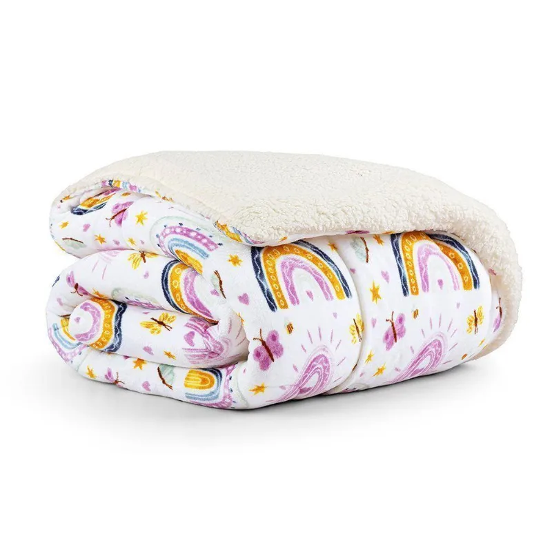Coberdrom Solteiro Tutti Kids Manta 100g Dupla Face Flannel E Sherpa 01 Peça 100% Poliéster - Rainbow