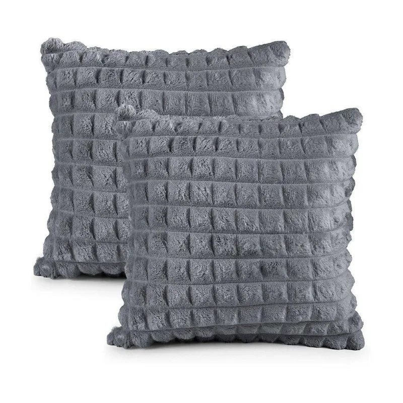 Kit 02 Capas De Almofadas Willow 45cm X 45cm 100% Poliéster - Gris