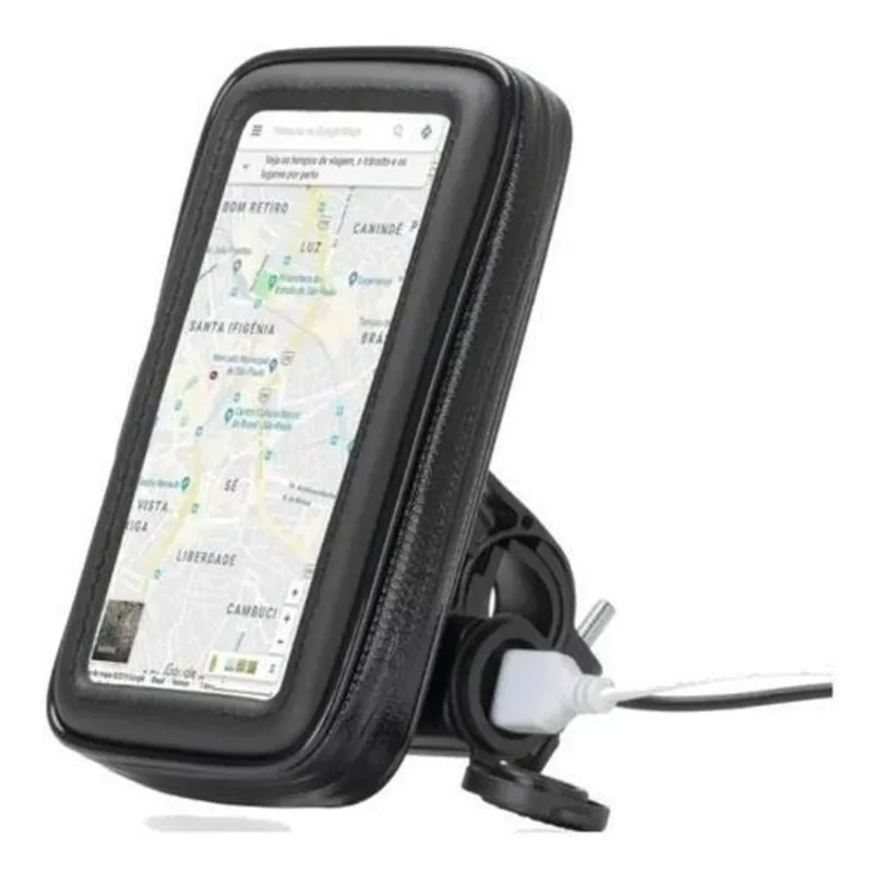 Suporte Moto Celular Carregador Tomada Usb Bolsa Impermeavel