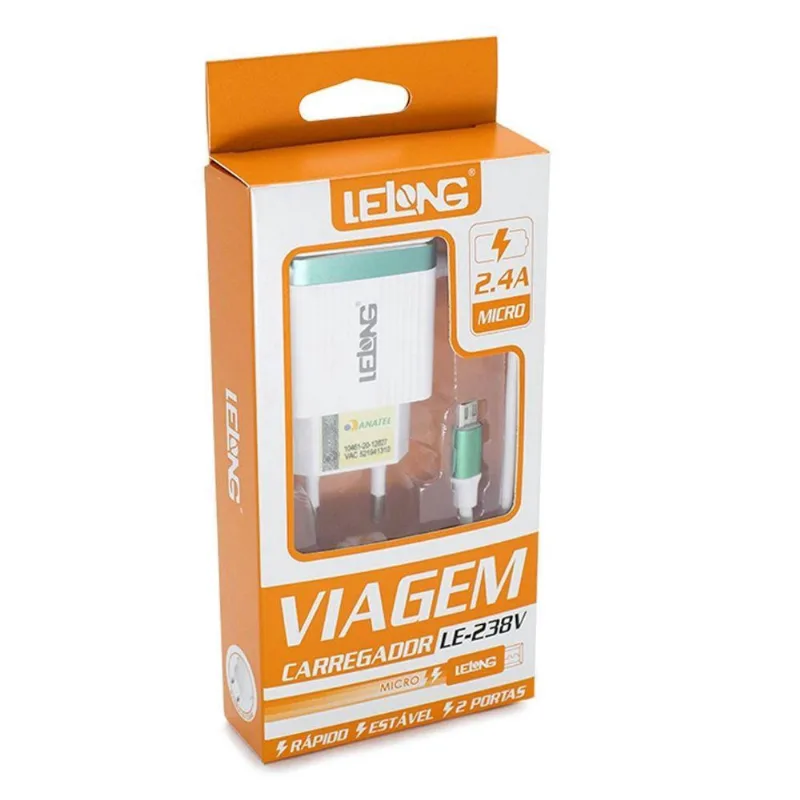 Carregador Rápido Lelong OriginalSaída Micro Usb V8 Le 239v