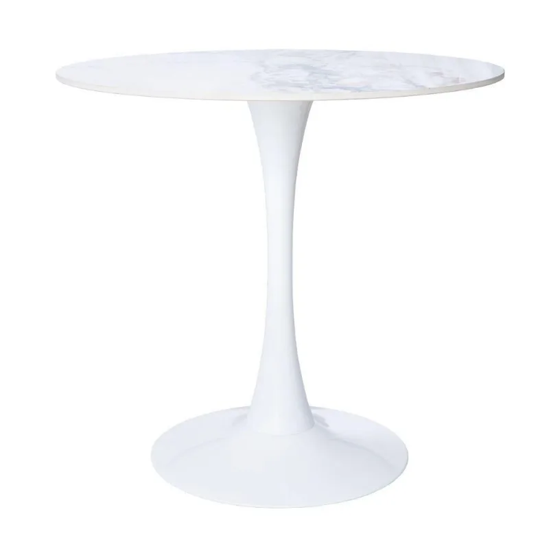 Mesa Saarinen Tulipa Redonda 80cm Tampo Madeira Preto Sala Cozinha Jantar