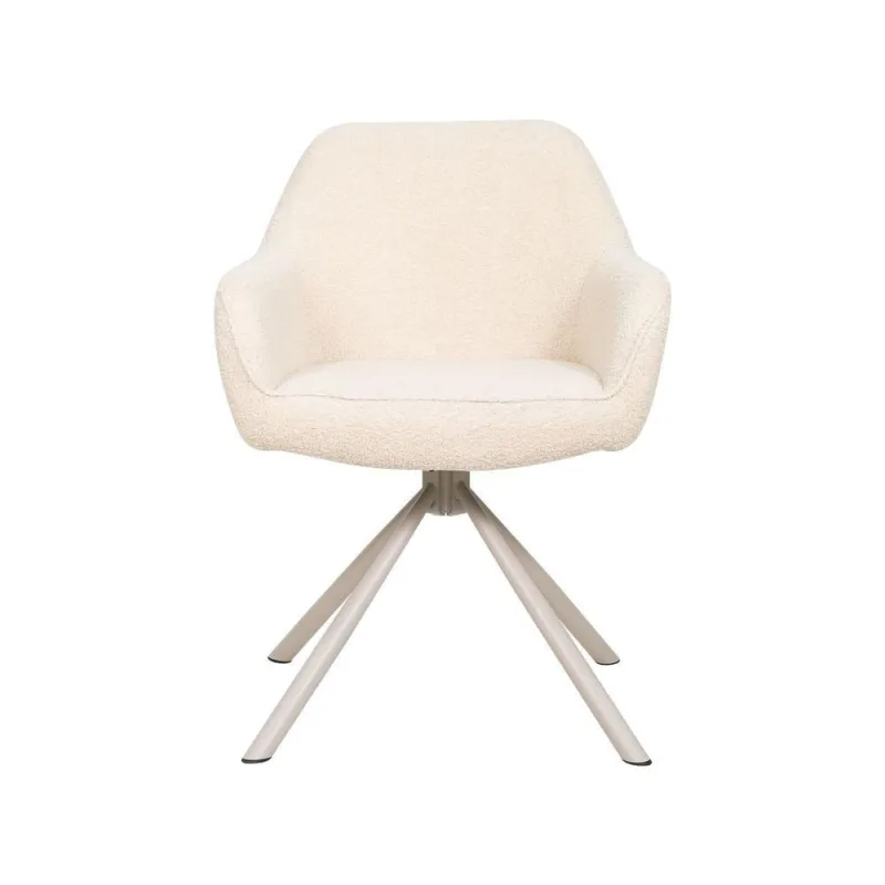 Cadeira de Jantar Kushi Estrutura em Aço Estofado em Tecido Bege Waw Design 61.5CM - OUTRAS - Móveis