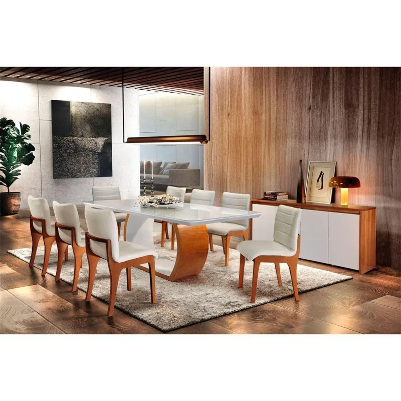 Sala De Jantar Bella 2,20 Com 8 Cadeiras Madeira - Mobillare