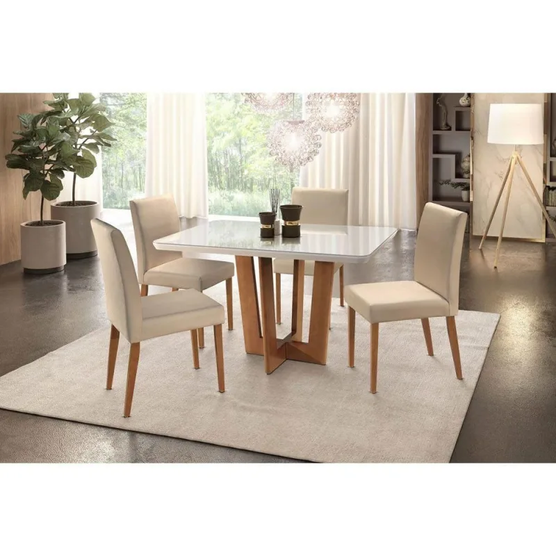 Conjunto Sala De Jantar Patros 4 Cadeiras Mobillare - Mobillare - Móveis