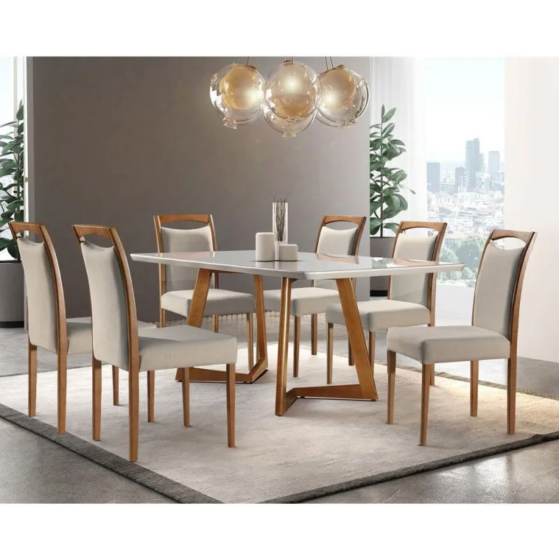 Conjunto Sala De Jantar Munique 6 Cadeiras Mobillare - Mobillare - Móveis