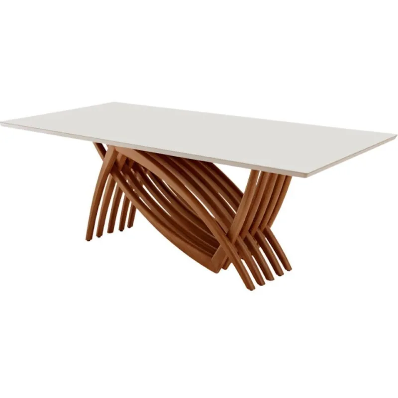 Mesa Para Sala De Jantar Vênus Moderna Mobília Cinamomo Imbuia-off White - Moderna - Cama, Mesa E Banho