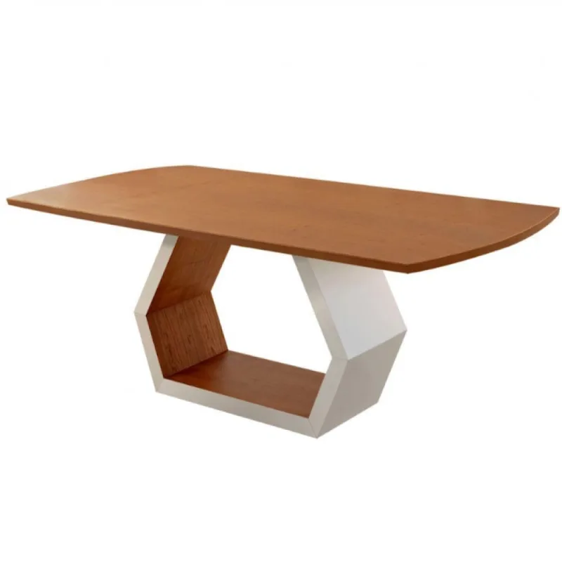 Mesa Para Sala De Jantar Ane Moderna Mobilia Off White Com Cinamomo-cinamomo Imbuia - Moderna - Cama, Mesa E Banho