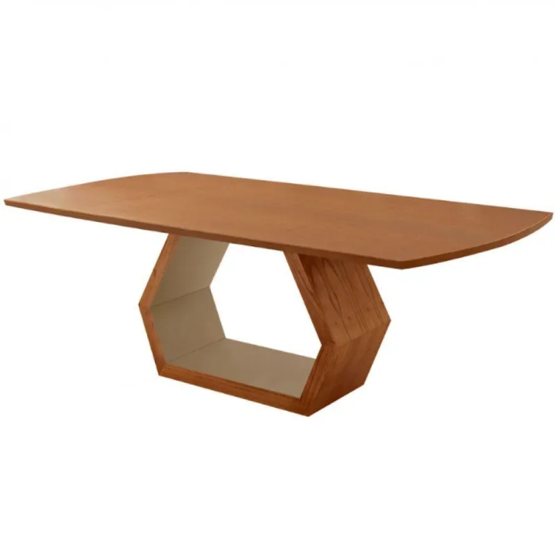 Mesa Para Sala De Jantar Ane Cinamomo Com Champanhe/cinamomo Imbuia - Moderna