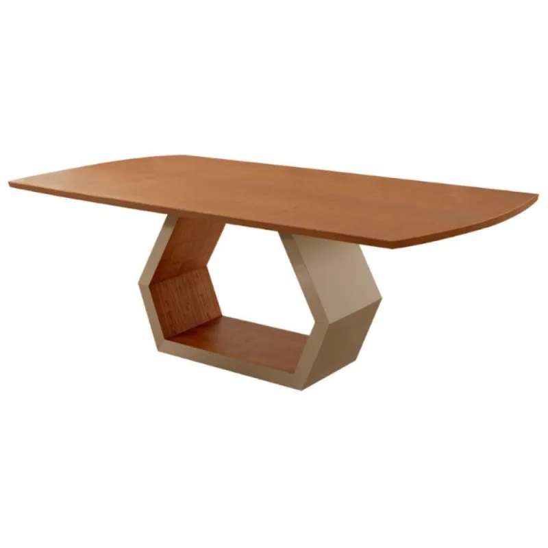 Mesa Para Sala De Jantar Ane Champanhe Com Cinamomo-cinamomo Imbuia - Moderna