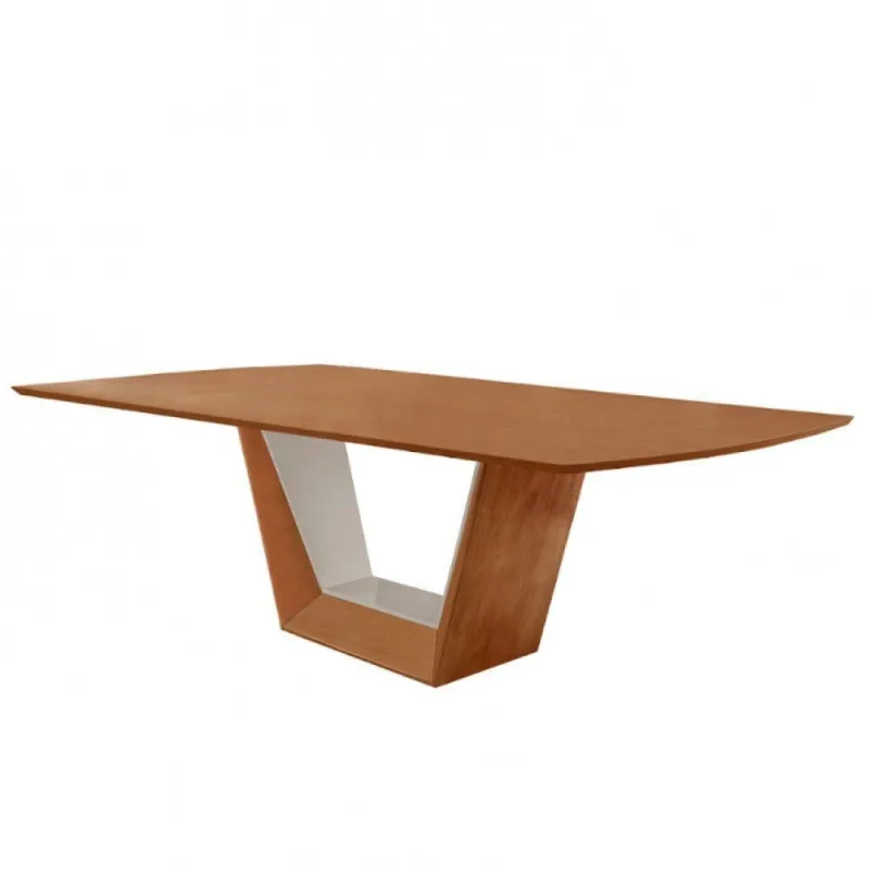 Mesa Para Sala De Jantar Rubi 220cm Moderna Mobília Cinamomo Com Off White/cinamomo Imbuia - Moderna - Cama, Mesa E Banho