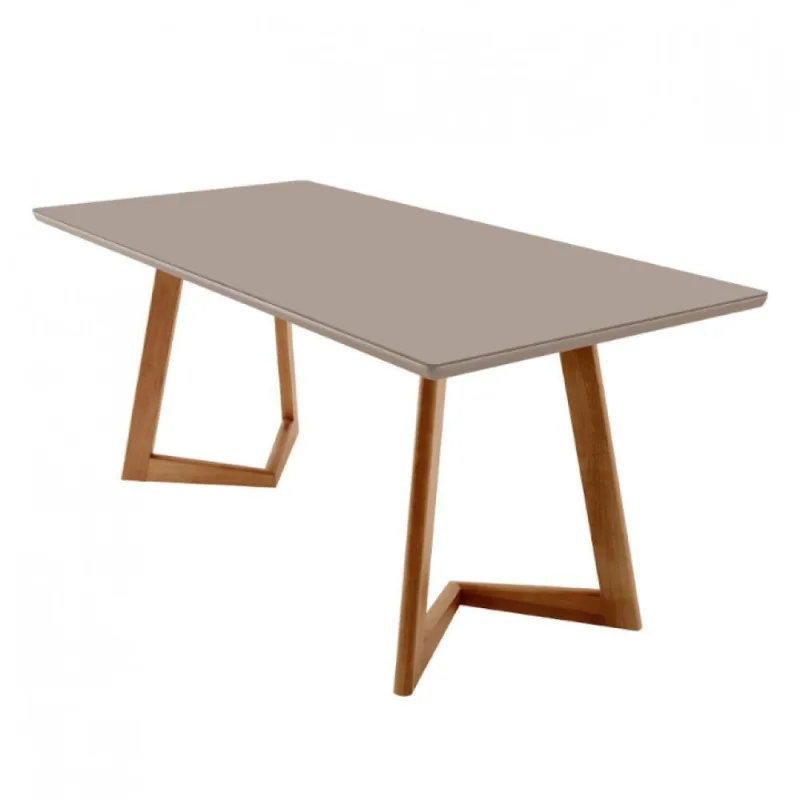 Mesa Para Sala De Jantar Munique Moderna Mobília Cinamomo Imbuia/champanhe - Moderna
