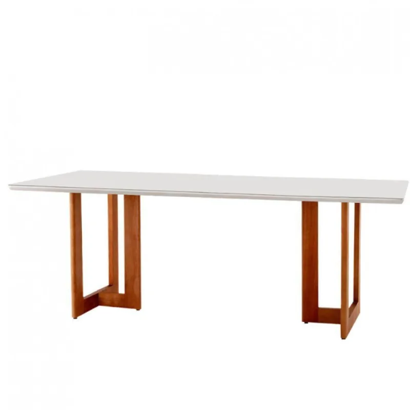 Mesa Para Sala De Jantar Patros 180cm Moderna Mobília Cinamomo Imbuia/off White - Moderna