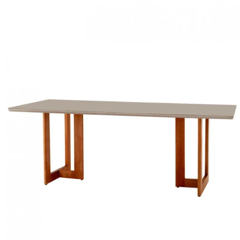 Mesa Para Sala De Jantar Patros 180cm Moderna Mobília Cinamomo Imbuia/champanhe - Moderna